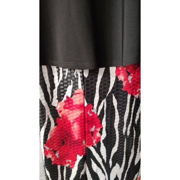 aDRESSing Woman SIZE L Shimmer Zebra Rose Short Dress Black Shrug Kimono Sleeve - Picture 5 of 13